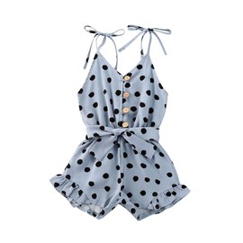 overol sin mangas con correa para bebé y niña, con forma de corazón halter, conjunto de trajes de verano, Gris azul, 4-5T