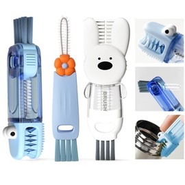 4 in 1 Cup Lid Cleaning Brush, 3 in 1 Bottle Brush, Cup Crevice Cleaning Tools, Easy to Clean and Storage, ABS+Silicone Cup Lid Gap Cleaner, Portable Multifunctional Bottle Cleaning Brush (3Pcs)
