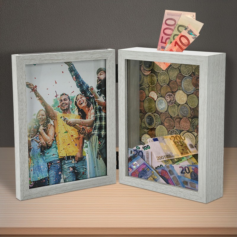 Money Box Picture Frame 2 in 1 | White MDF