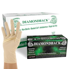 DIAMONDBACK Heavy Duty Latex Exam Gloves, Textured Grip, Powder Free, 8 Mils Thick (1000, X-Large)