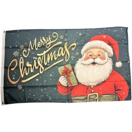 NWFlags Merry Christmas Santa Green Flag 5ft x 3ft 75d Premium Polyester Suitable For Flagpoles | Strong Polyester 5x3 foot material flag with Eyelets