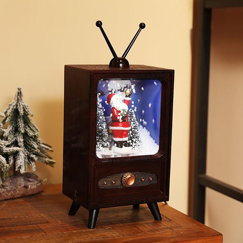 Mini Retro Christmas Snow Music TV Party Decoration Christmas Home