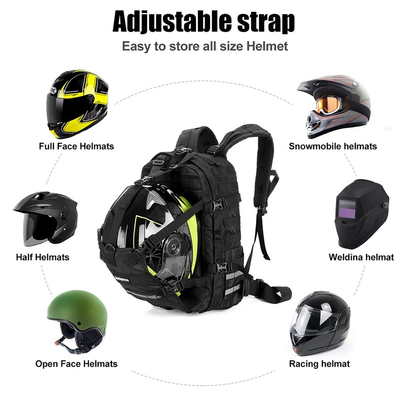Helmet Backpack for Motorcycle Cycling, Large Capacity Waterproof Helmet Holder,