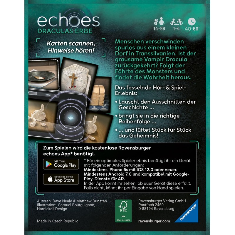 Ravensburger 22360 echoes Dracula's Heritage Audio Mystery Game from 14