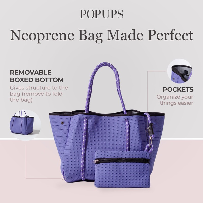 POPUPS Large Neoprene Tote Bag for Women - Everyday Designer
