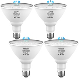 lanyue Motion Sensor Light Bulbs, Dusk to Dawn Outdoor Lighting, PAR38 Led Motion Sensor Flood Light 100 Watt Equivalent(15W), 6000K Daylight, Waterproof Outdoor/Indoor, 4 Count(Pack of 1)
