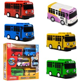 Toy Bus with Box, 5PCS Bus Car Toys Pull Back Vehicle Toys Alloy Diecast Pull Back Bus Toy Vehicles Mini Pull-Back Vehicles Friction Powered City Play Vehicle Toy Set Bus Toy Car Model Kids Gifts