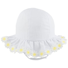 Faith & Sarah Kids Baby Girls Sun Hat with Chin Strap Summer Daisy Flowers (3-6 Months Yellow)