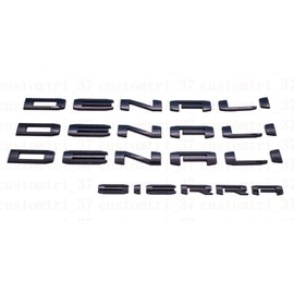 4Pcs Kit 2019 2020 2021 Sierra Denali Letters Emblems Gloss Black 1500 HD 2500 HD 3500 hd AT4 Nameplate Badge Replacement for Sierra Denali