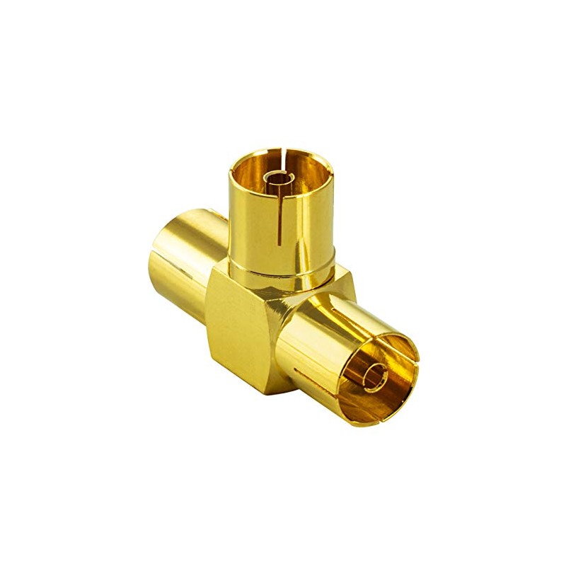POPPSTAR 2 x Satellite TV Coax Adapter Splitter T-piece (3x