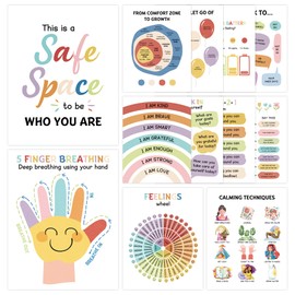 12Pcs Mental Health Posters For Classroom - 11x14” School Counselor Office Decor, School Counseling Poster Elementary, Power of Yet & Growth Mindset Posters for Counselors Office, Therapy Clinic