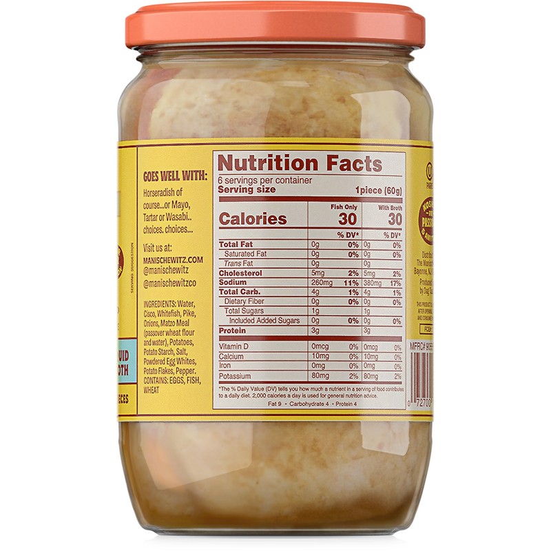 Manischewitz Whitefish & Pike Gefilte Fish in Liquid Broth 24oz