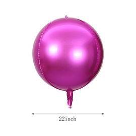 HaiMay 15 Pieces Large 22 Inches 360 Degree Round Metallic Helium Balloons 4D Sphere Mylar Foil Balloons for Pink Theme Party Decorations