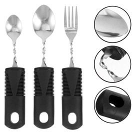 Adaptive Cutlery Set, 3-Piece Flexible Cutlery Set Made of Stainless Steel, Easy to Grip Cutlery, Portable Utensils for Disabled People, for Parkinsons, Hand Tremors