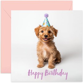 Cute Puppy Happy Birthday Cards for Family and Friends - Gifts for Them - Cute and Sweet Birthday Greeting Cards for Men and Women - Dog Lover Birthday Card for Sister Wife Mum