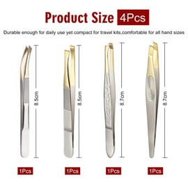 4 Pieces of Stainless Steel Tweezers, Eyebrow Trimming Tools, Multi-Functional Tweezers, Clamping Tools, Durable Tweezers Tools.