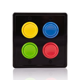 Arcade Light Switch Plate Cover, (Black/Red,Blue,Green,Yellow) Double Switch, 2-Gang Standard Size Rocker Wall Plate, Game Room Decorator, Kid Bedroom Wallplate, Faceplate Replacement