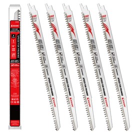 EZARC Wood Pruning Reciprocating Saw Blade 12 Inch, Fleam Ground Teeth Pruning Saw Blades for Tree Trimming, Wood/Wet Wood Cutting, 5 Pieces