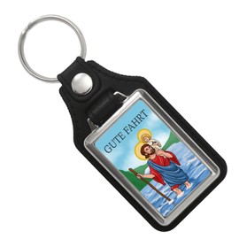 speecheese Good Ride Keyring with Faux Leather Pendant with Saint Christopher as a Lucky Charm for the Key Ring or Car Key So You Don't Build an Accident, multicoloured