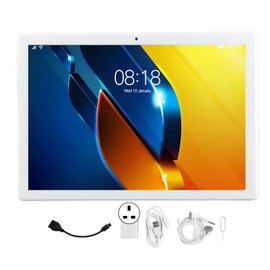 10 Inch Tablet 10 Inch 1920x1200 White 6GB 128GB 10 Core CPU 20MP Camera 8800mAh 5G WiFi Type C 128GB Tablet 100‑240V UK Plug