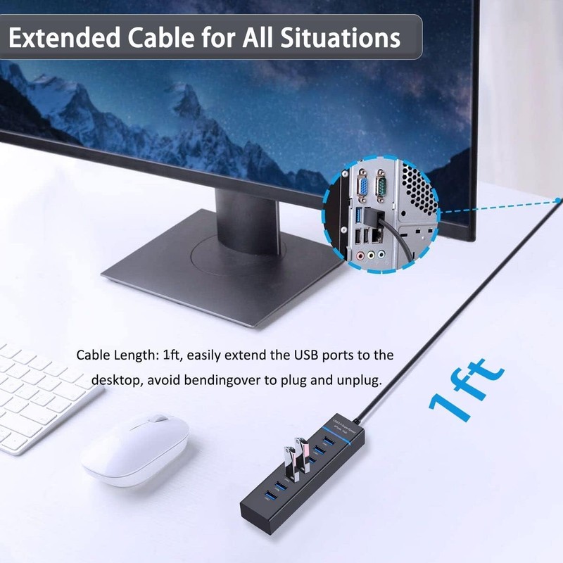 USB Hub 3.0, VIENON 7-Port USB Data Hub Splitter for