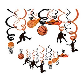 Kristin Paradise 30Ct Basketball Hanging Swirl Decorations, Party Supplies, Birthday Theme Decor for Boy Girl Baby Shower, 1st Bday Favors Idea