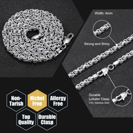 VEXXS Royal Byzantine Chain, 18K Real Gold Plated Gold Chain, Durable No Color Fading 4mm 6mm Men’s Necklace Chain Street Wear Hip Pop Necklace Chain Urban Fashion Jewelry (4mm-White Gold, 20.00)