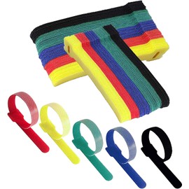 100 Pcs Cable Ties Velcro, BetterJonny 5 Colors Cable Ties Headphone Wire Management Cable Ties Can Be Used Over and Over