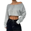 Remidoo Women's Off the Shoulder Cropped Sweatshirt Asymmetrical Neck Long