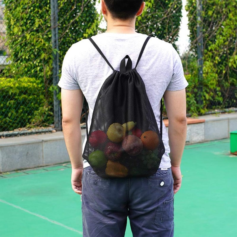 Happykau Mesh Bag, Drawstring Bag, Set of 2, Mesh Napsack,
