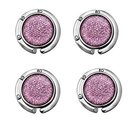 AUFIKR Purse Hook Foldable - Set of 4 Folding Handbag Table Hangers-Bag Hanger Collection-Desk Hooks for Purse (Purple Set)