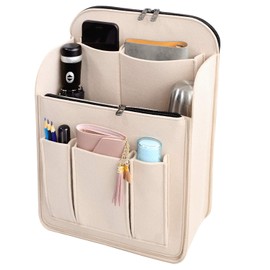 VANCORE Back-In Backpack, Vertical, A4, A5, B5, Backpack-In Bag, Organize Contents of Backpack, Divider Bag, Vertical, Large, Small, Business Trips, 2 Zippered Pockets for Documents, beige