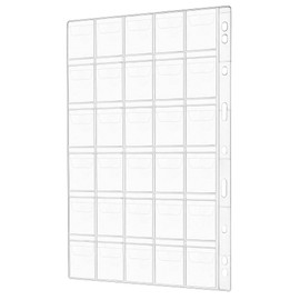 QWORK® Coin Collection Pages 24 Sheets 720 Coin Pockets, 35 x 35 mm Pocket Size, Universal 9 Hole Page for Coin Album, 30 Pocket per Sheet