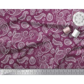 Soimoi Pink Viscose Chiffon Fabric Paisley Block Decor Fabric Printed BTY 42 Inch Wide