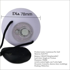 Tomson LED Poi Balls Light Spinning Flow Ball Toy Multi Color Light colorful health sport physical training LED ball toy LED poi ball Sets 2pcs (Round), White, 75x75x75MM