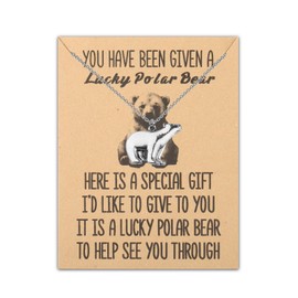 Polar Bear Necklace Polar Bear Jewelry for Women Polar Bear Lover Pendnat Necklace (Lucky Polar Bear necklace ca)