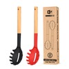 Pack of 2 Spaghetti Spoon, Silicone Pasta Fork with Wooden