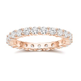 Titaniumcentral 3mm 925 Sterling Silver Engagement Ring for Women Cubic Zirconia Full Eternity Stackable Promise Wedding Band for Her (Rose Gold,Size J 1/2)