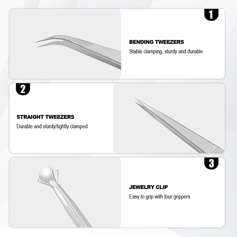 Vierone 3Pcs Piercing Tool Set - Stainless Steel Tweezer Clamp