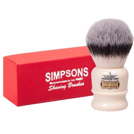 Simpsons Shaving Brush Chubby 2 CH2 Sovereign Fibre - Faux Ivory Handle - Premium Wet Shave Tool for Rich Lather - Extra Soft & Dense - Luxury Shaving Brush for Smooth, Comfortable Grooming