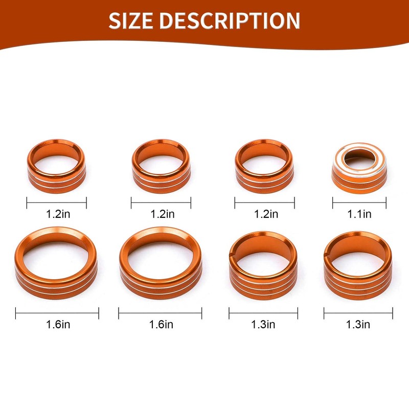 PDKLIN for Silverado Center Console Knob Cover Trim Ring Orange