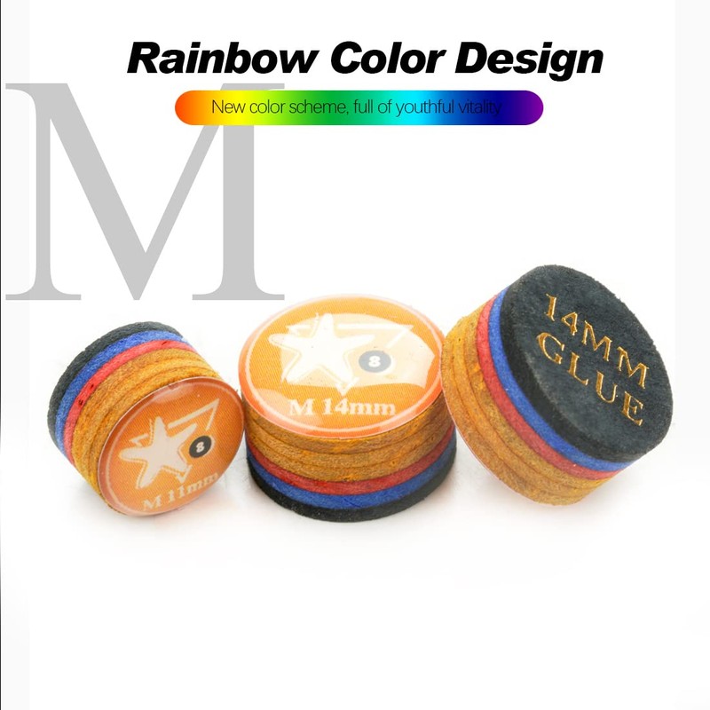 CRICAL 5 Pieces Rainbow Tip Billiards Pool Cue Tip 11/14mm