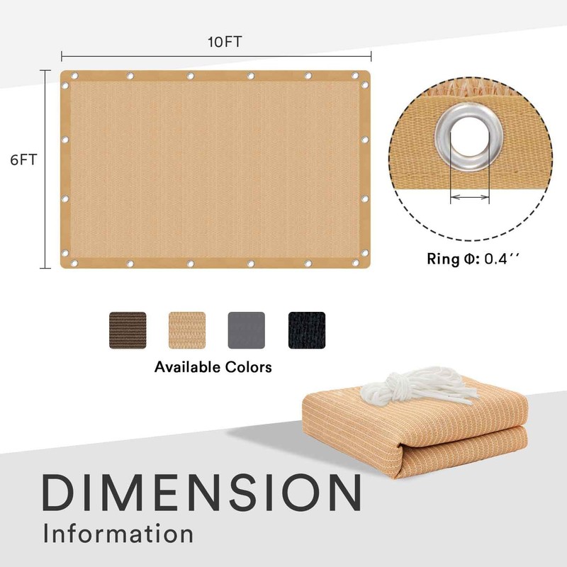 VICLLAX 90% Shade Fabric Sun Shade Cloth with Reinforced Grommets,