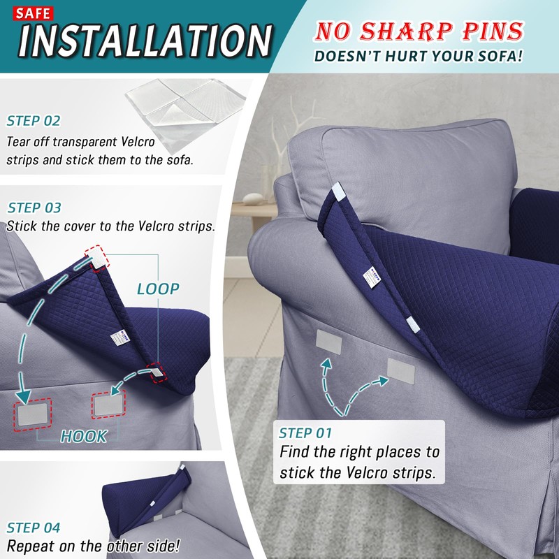 Roytub Stretch Couch Arm Covers, Breathable Armrest Covers for Sofas