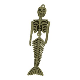 The Slippery Pearl Large Mermaid Skeleton Pendant Antiqued Bronze Moveable Fairy Tale Charm