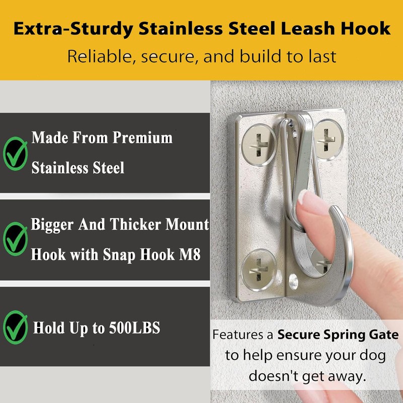 Wall Hooks for Dog Leash, Dog Tie Out Cable Holder