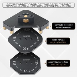 MaxEarn Pack of 2 4-in-1 Aluminium Milling Templates for Router, Table Corner Radius Jig Router Templates Clamping Device, Quick R-Angle Chamfer Locator for Woodworking (R15/20/25/30+T15/20/25/30)