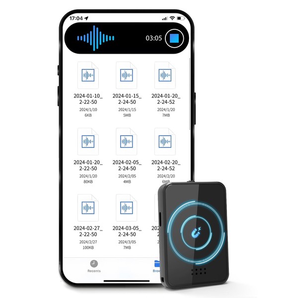 128GB Digital Voice Activated Recorder with Speaker, Playback, Segmented Recording,