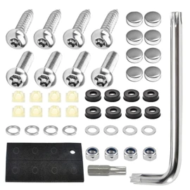 License Plate Bolts 【54pcs】Theft-Deterrence Screws Security Bolts Stainless Steel Screw Tool, License Plate Screw Accessory for All Vehicle Models