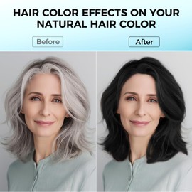 Black Hair Dye Shampoo, Duntail Coconut Hair Color Shampoo 3 in 1, Semi-Permanent Gray Hair Coverage for Woman & Man, Mild Formula, Lasts 30 Days (16.90 oz)